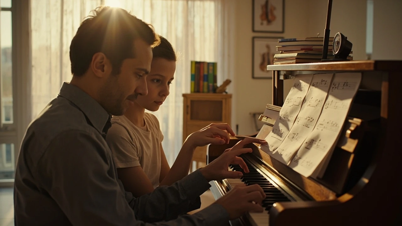 A student receiving one-on-one music lessons at a piano