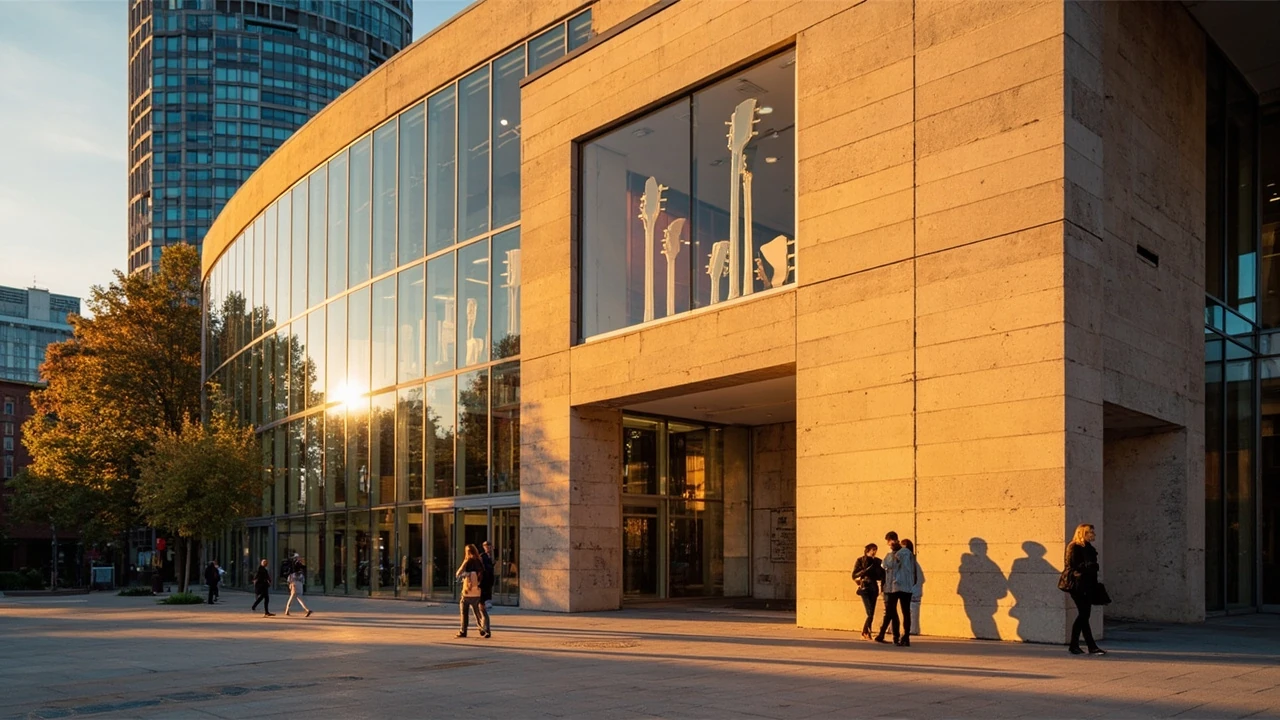 Country Music Hall of Fame building and visitors in Nashville