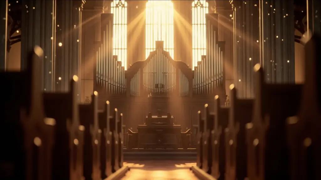 Christian music played on a pipe organ in a church