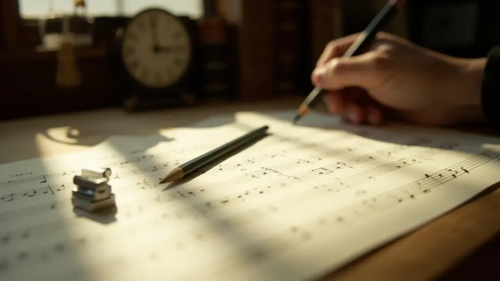 Person learning how to read music from a printed score