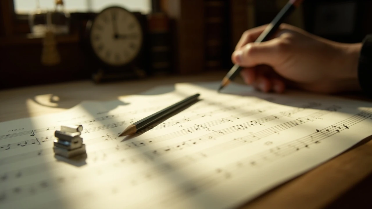 Person learning how to read music from a printed score