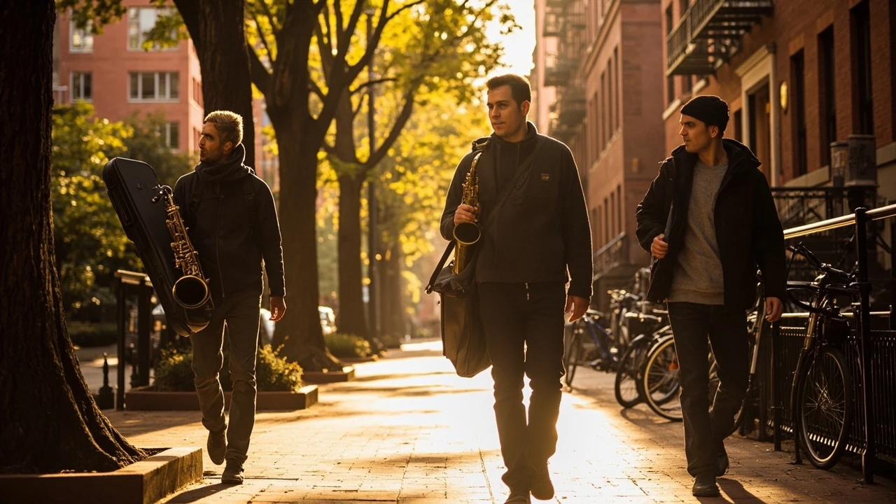 Students walking on the Berklee College of Music campus in Boston