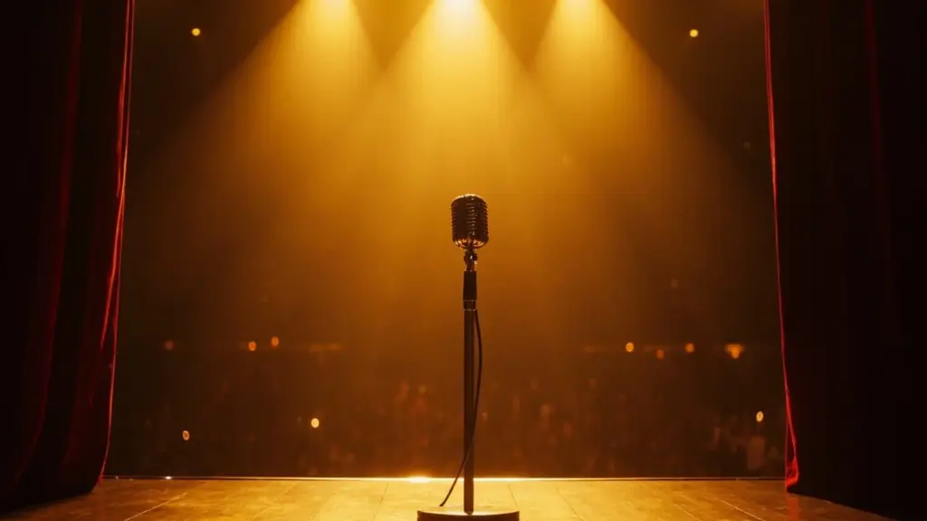 American Music Awards 2026 ceremony stage with microphone and spotlight