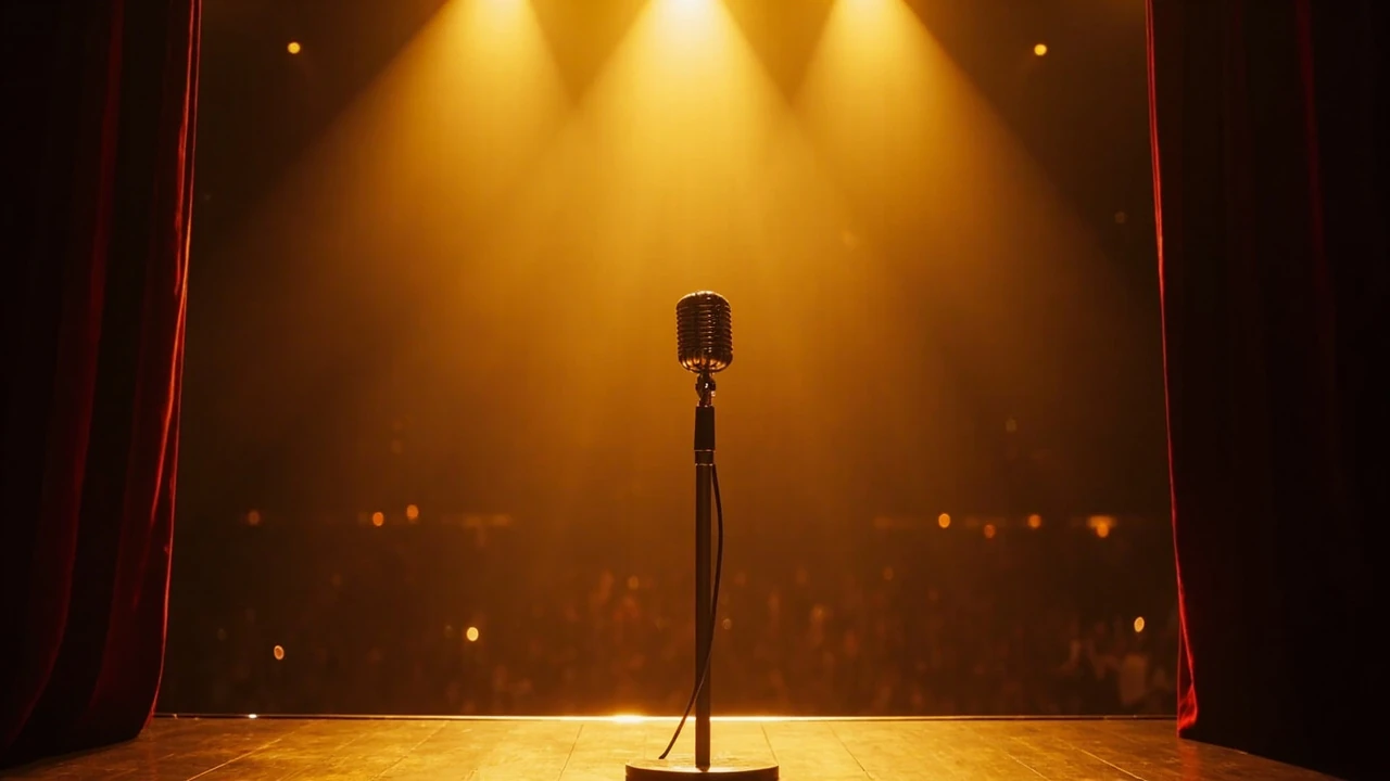 American Music Awards 2026 ceremony stage with microphone and spotlight