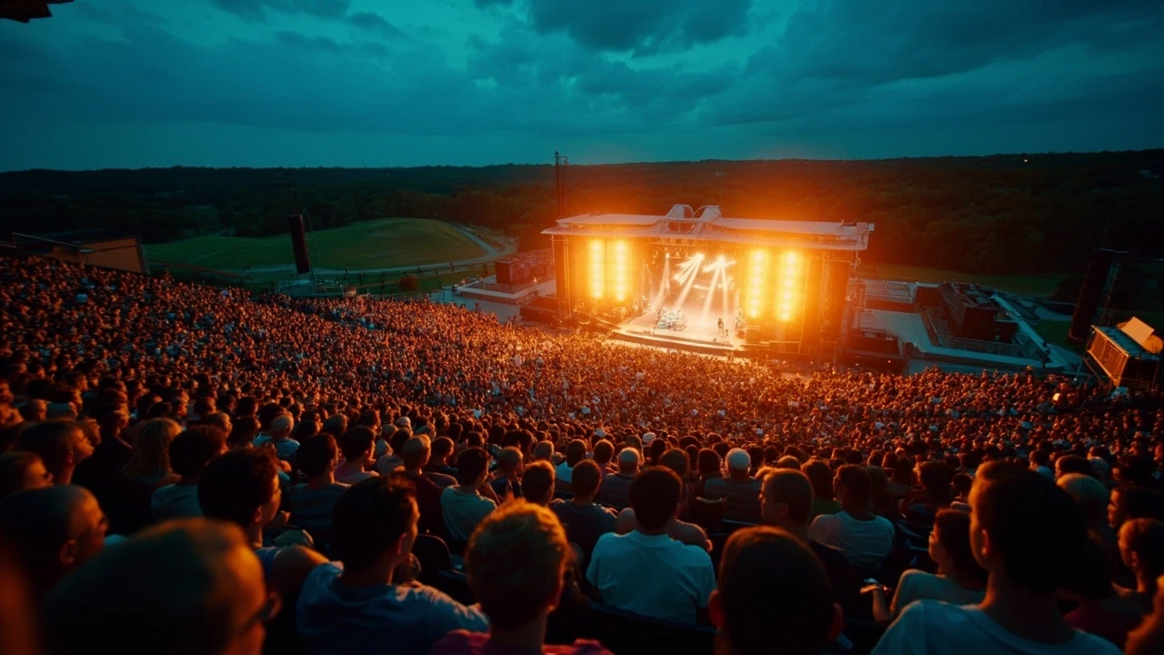 Amphitheater crowd at a Pine Knob concerts evening show