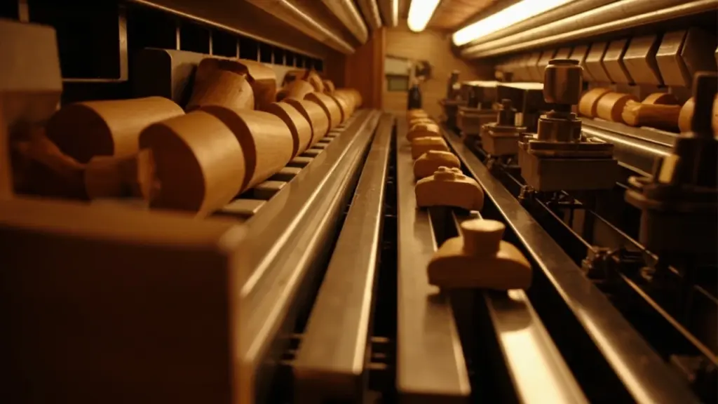Inside view of a pipe organ windchest and pipes showing how pipe organ wind pressure changes tone