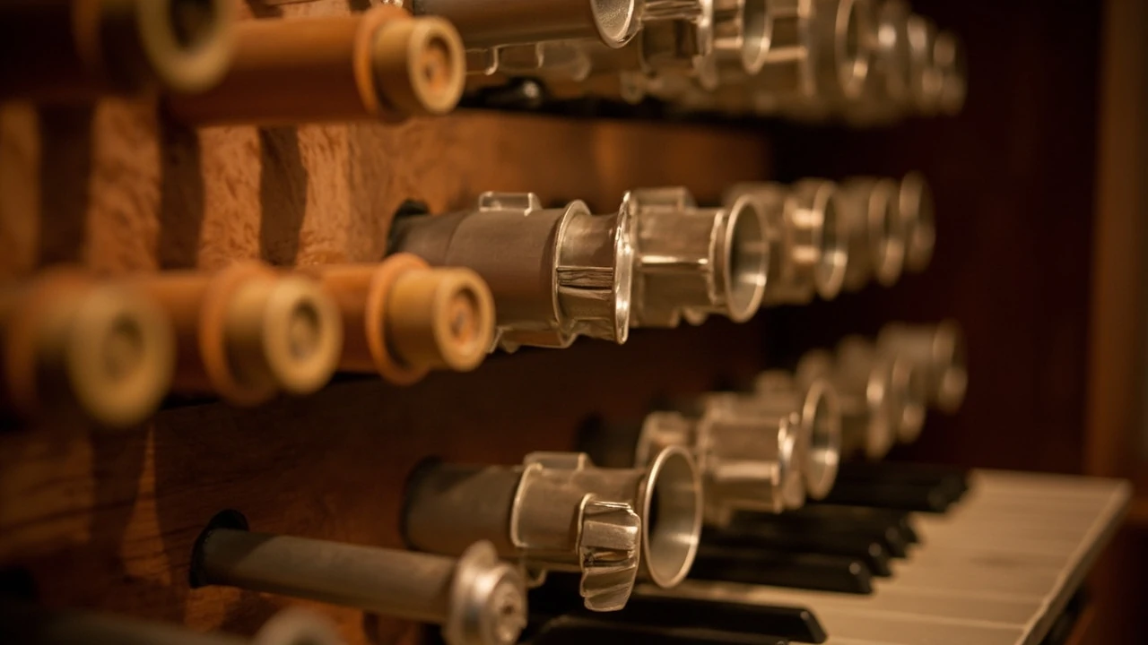 Comparison of chimney flute and stopped flute organ stops on a pipe organ