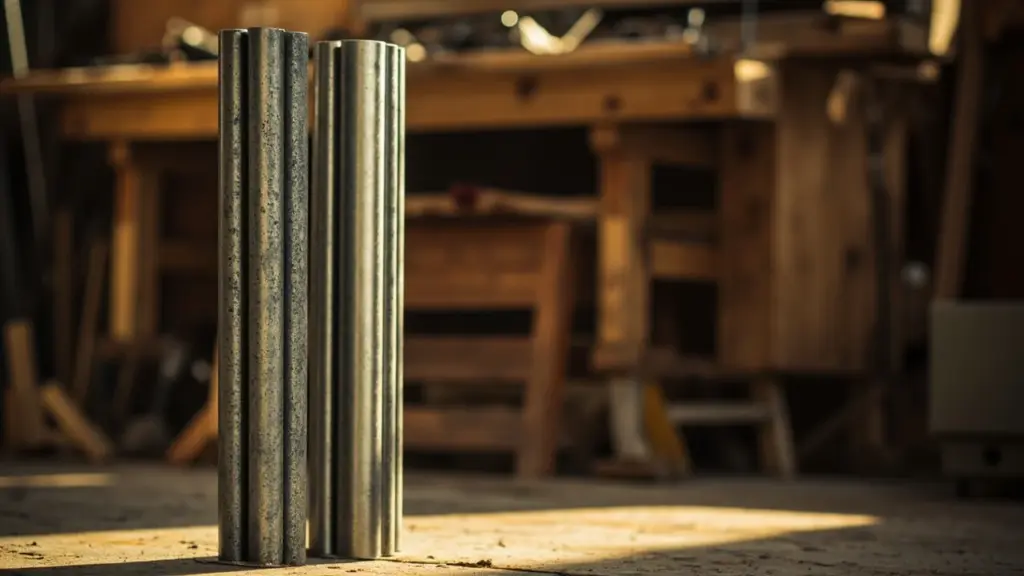 Spotted metal vs common metal organ pipes laid out for comparison